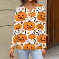 thumbnail image 3 of MVRLSH Womens Tops Blouse Casual Multi Style Graphic Printed Long Short Sleeve V Neck Daily Wear Loose Fit Blouses White - XXL, 3 of 5