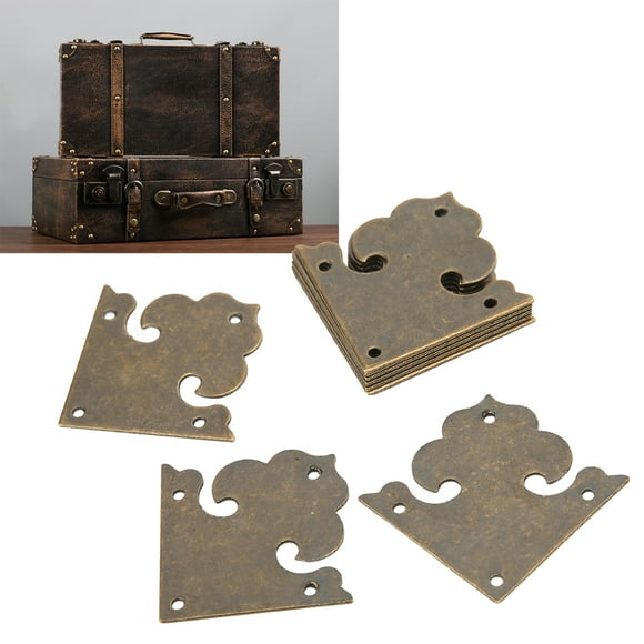 Antique Decorative Box Corner, Vintage Design Hollow Pattern 10Sets One Sided Wooden Box Corner Decorative Cover High Hardness for Bookcase for Wooden Box