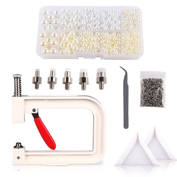Advancent Juego de máquina de ajuste de perlas de 4-10mm, botones de remache, fijación de cuentas, sombrero, falda, camisa, pantalones, accesorio de ropa Tela de costura y artesanía Tipo 25 Advancent HA009177-09B