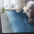 thumbnail image 5 of Area Rugs Indoor Non-Slip Rectangle Rug 4x6 Ft Abstract Blue White Beach Gradient Ocean Waves Rug Rubber Backing Floor Mats Non Shedding Home Decor Carpet for Entryway Living Room, 5 of 8