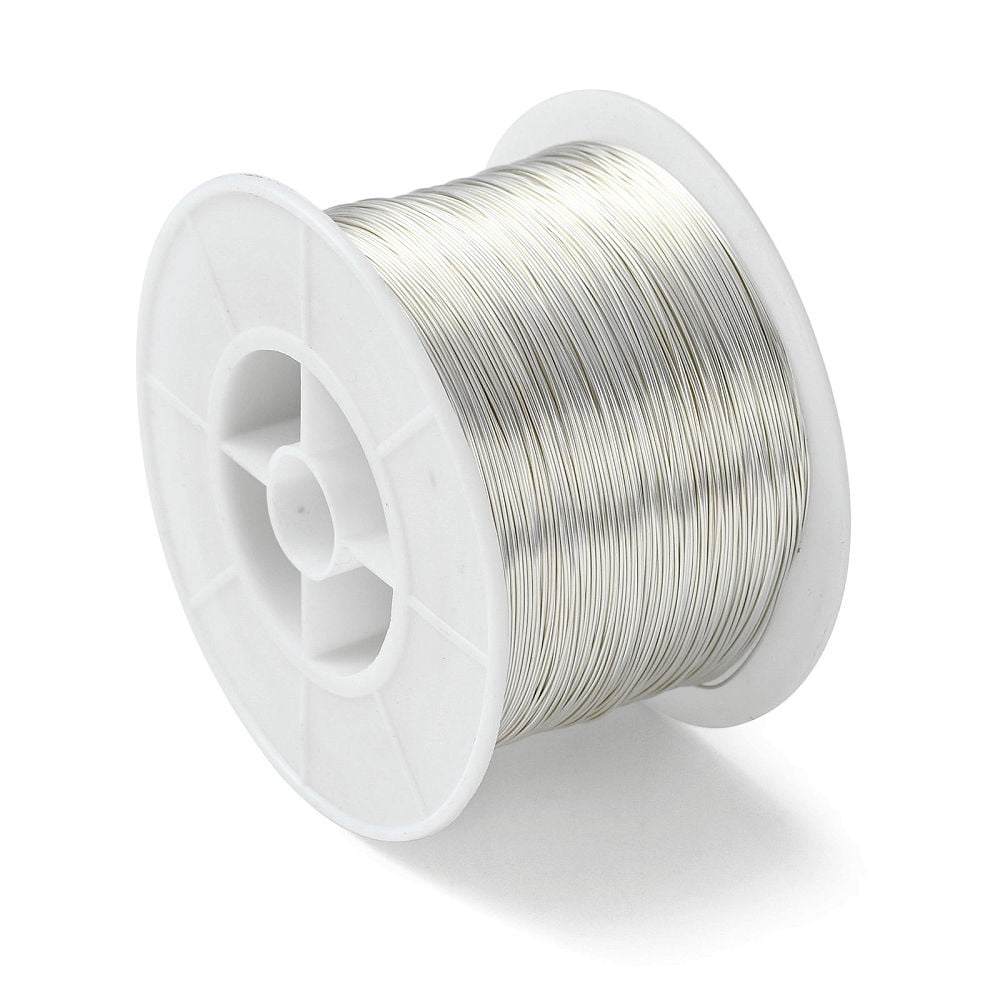 500 g Round Copper Jewelry Wire Long-Lasting Plated Silver Color Plated 24 Gauge 0.5mm about 984.25 Feet(300m)/500gDIY
