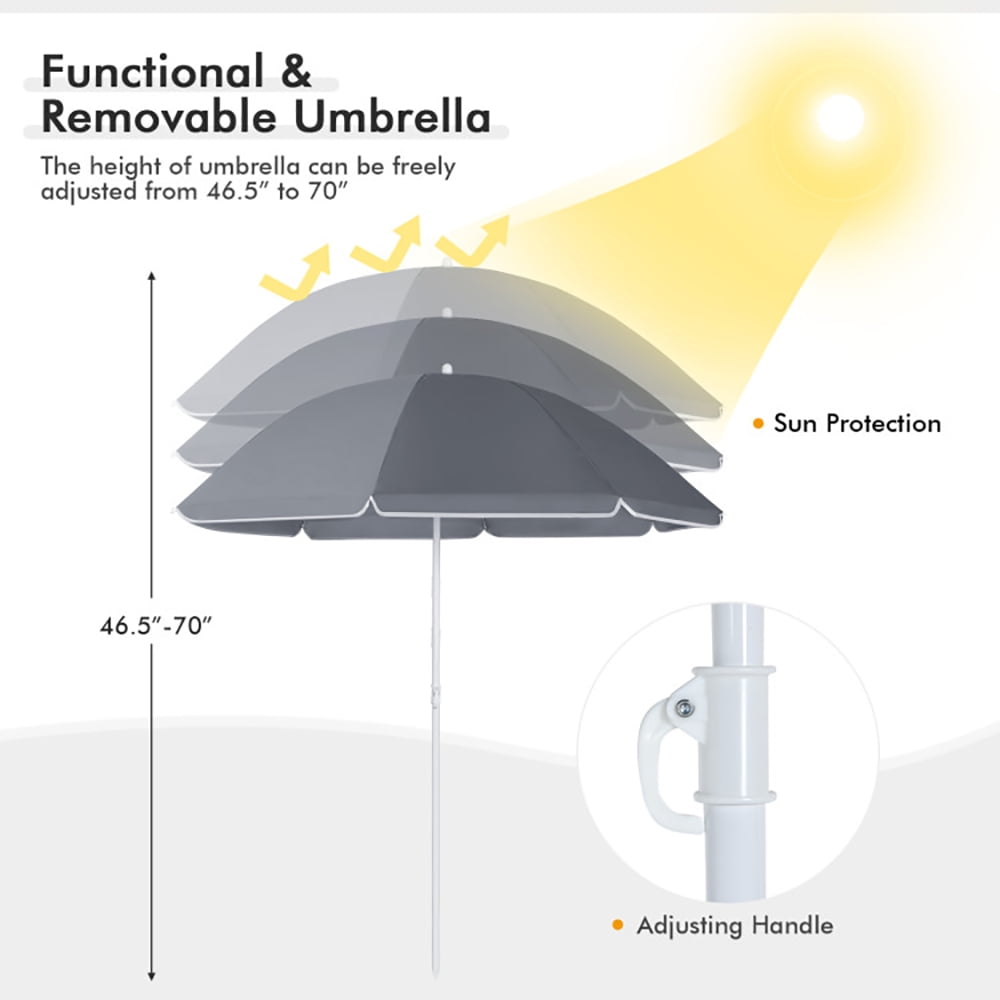 Aimee Lii Portable Folding Picnic Double Chair With Umbrella, Outdoor Beach Chair with Umbrella, Gray Aimee Lii Portable Folding Picnic Double Chair With Umbrella, Outdoor Beach Chair with Umbrella, Gray