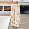 thumbnail image 5 of Kezqiaxn Pajama Pants Women Fleece Elastic Waist Warm Loose Bottoms Casual Loungewear Fall Winter Pj Pants Fashion Clothing Beige M, 5 of 6