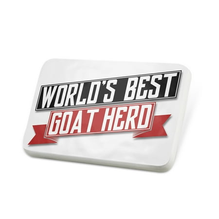 Porcelein Pin Worlds Best Goat Herd Lapel Badge – (Best Goat Cheese In The World)