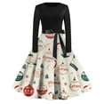 thumbnail image 2 of Christmas Dresses for Women Women's Christmas Printed Long Sleeve Round Neck Plus Size Evening Prom Dresses for Formal Christmas Party,Complexion,3XL, 2 of 5
