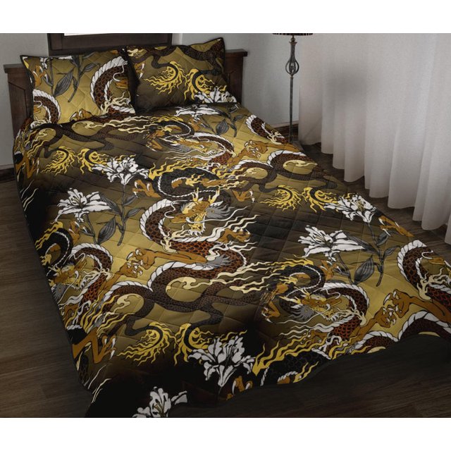 Juego de Cama Edredón Dragón Dorado