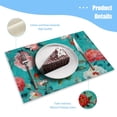 thumbnail image 3 of BaHomeck placemats Set of 4 Vintage Floral Pattern Of Teal Background With Red And Pink Peonies Cotton Linen rectangle Placemats for Kitchen Dining Table Indoor,Outdoor,18*12inch, 3 of 4