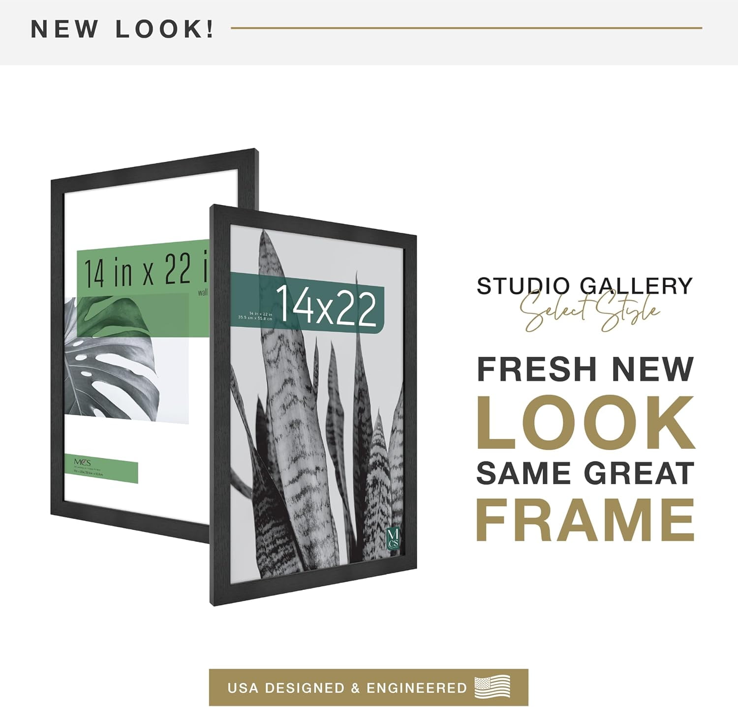 MCS Studio Gallery 14x22 Poster Frame Black Woodgrain, Vertical & Horizontal Wall Hanging Large Picture Frame for Photos, Posters & Art Prints (1-Pack)