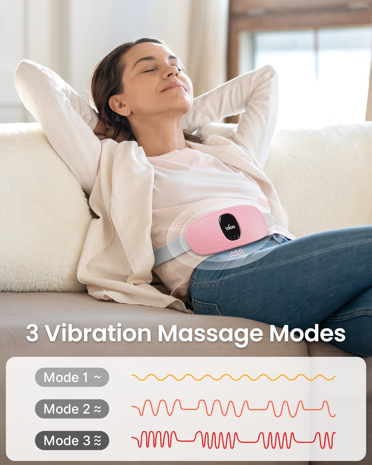 Cordless Heating Pad for Period Cramps, 3 Heat Setting, Birthday Mothers Day Gifts Girlfriend Mom Wife Women, Fsa Hsa Eligible, Pink