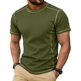 thumbnail image 2 of hlysgo Mens Athletic Shirts Vacation Collarless Shirts Summer Beach Slim Fit Classic Cotton Pullover Tops Army Green,XL, 2 of 6