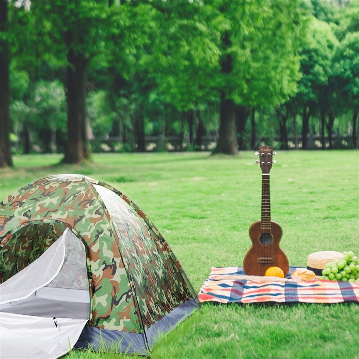3-4 Person Camouflage Dome Tent Waterproof, UV-Resistant, Portable Quick-Setup Tent Features Silver-Coated Fiberglass Poles Family Outdoor Gear for Hiking, Parks, and Camping