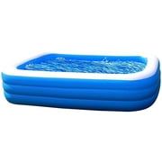 ASYTTY Inflatable Pool, 305 Long x 183 Wide x 56 cm High Full-Size Inflatable Swimming Pool, Spacious Above Ground Play Center for All Ages, Ideal for Outdoor Garden & Backyard Fun