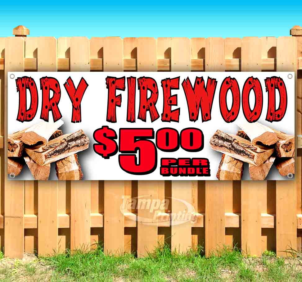 FIREWOOD for Sale 13 oz Heavy Duty Vinyl Banner Sign with Metal Grommets Flag, Store Many Sizes Available New Advertising