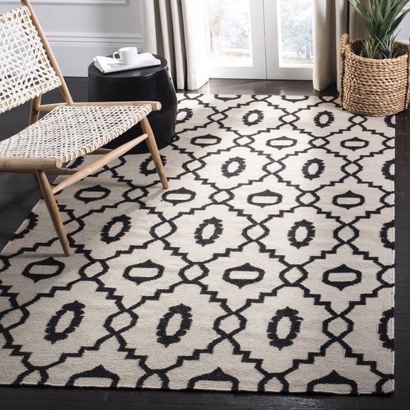 Safavieh Dhurries Guliana Geometric Wool Area Rug, Ivory/Black, 5' x 8'