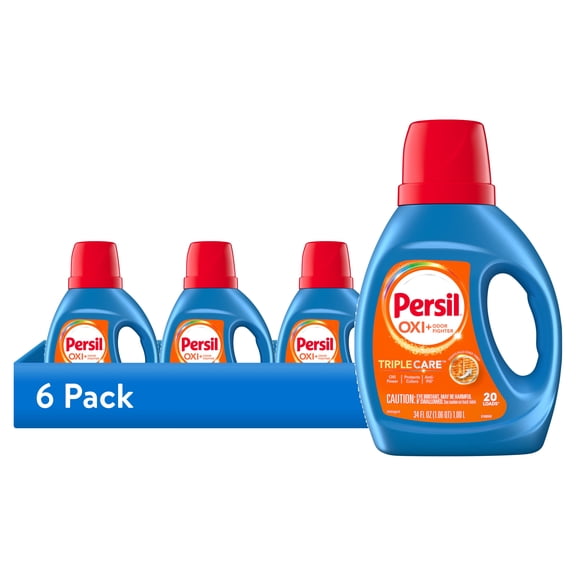 (6 pack) Persil Advanced Clean Oxi Odor Fighter Liquid Laundry Detergent, 34 fl oz, 20 Loads