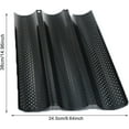 thumbnail image 2 of Molde para baguettes Bandeja para baguettes Molde para baguettes Moulle Horno Molde negro para pan con revestimiento antiadherente Molde perforado para hornear 4 baguettes francesas, 2 of 5