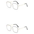 thumbnail image 4 of Minnieouse Gafas para miopía con montura antiazul, gafas cuadradas transparentes para ordenador, gafas graduadas para lectura de estudiantes Marco de oro negro Luz plana anti-azul 2piezas, 4 of 6