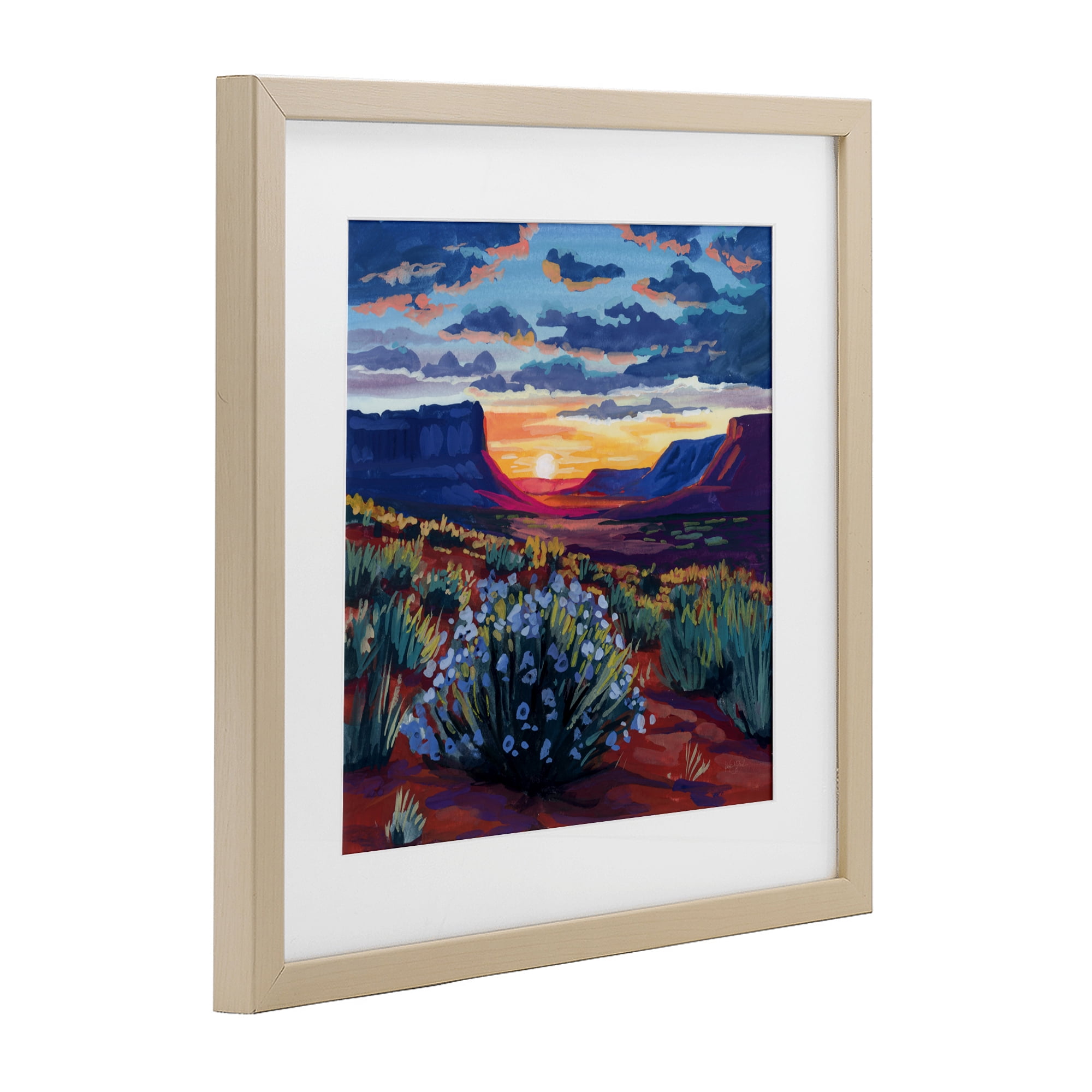 Stupell Industries Desert Sunset on Blooming Bush Birch Framed Print Under Glass, design by Kate Jarvik Birch