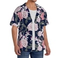 thumbnail image 2 of KLL Rose Flowers Print Men's Shirt Short Sleeve Button Down Summer Cuba Beach Shirts- XX-Large, 2 of 5