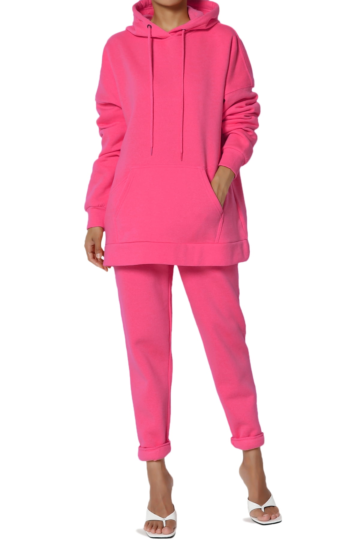 Women's Active Lounge Fleece Hoodie Sweatshirt Drawstring Jogger Sweat