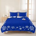thumbnail image 3 of Quilts Full Size Bedding Set, Blue Snowflake Christmas Lightweight Quilted Comforter, Xmas Snowflake Winter Modern Art Soft Reversible Bedspread Coverlet with Pillow Covers for All Season, 78" x 90", 3 of 9