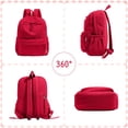 thumbnail image 5 of Lomyolo School Backpack for Women 4 5 6 7 8 9 10 11 12 13 Year Old Daughter Corduroy Backpack Lightweight Bookbag for School, Travel Cute Gift - Red, 5 of 6