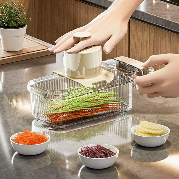 Aparatos de cocina, Electrodomésticos, Rallador y picador de verduras multifuncional con varias cuchillas trituradoras, Picador de verduras eficiente con práctico recipiente y batidor de rosca.