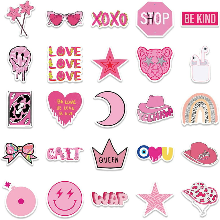 Clerance! Pink Preppy Style Stickers 50pcs Valentines Day Gifts Pink Girl  Laptop Computer Bedroom Wardrobe Car Skateboard Motorcycle Bicycle Mobile  Phone Luggage Guitar DIY For Students Teens Girl 