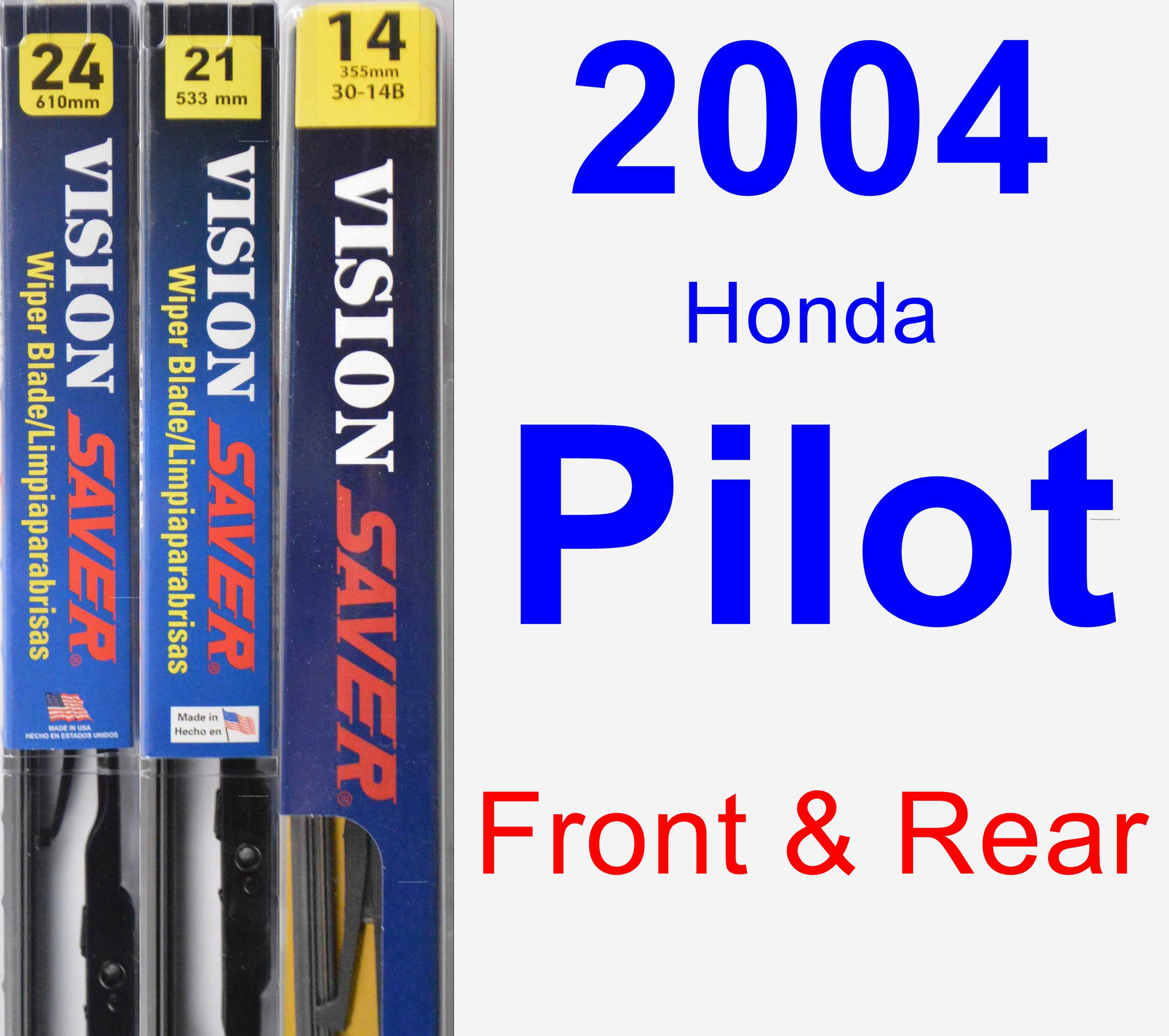 2004 Honda Pilot Wiper Blade Set/Kit (Front & Rear) (3 Blades) Rear