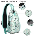 thumbnail image 2 of Sling Backpack,Light Blue Christmas Tree Pattern Crossbody Bag with Water Bottle Holder,Waterproof Sling Bag for Men/Women with Chest Phone Holder for Hiking,Travel, 2 of 6