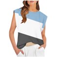 thumbnail image 1 of Timegard Débardeur pour Femmes Été Décontracté à Blocs de Couleur Manches Courtes Tee-Shirts Confortables Col Rond Ajusté, 1 of 4