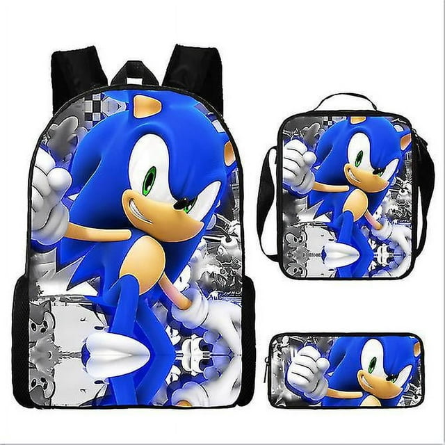 Sonic Primary School School Bag Three-piece Set Anime Cartoon Backpack Shoulder Bag Pencil Case High Quality Ultra-high Quality Advanced Customization