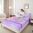 thumbnail image 4 of Manfei Initial Butterfly L 4-Piece Full Size Sheets for Female Men Women,Bling Glitter Splash Bed Sheets,Dreamy Princess Lightweight Sheet Sets,Microfiber Bedroom Decor, 4 of 7