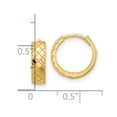 thumbnail image 2 of 14k Solid Yellow Gold Polished and Etched Hinged Hoop Earrings 13x13.1mm Wide 4mm Thick Hoop Earring for Women, 2 of 2