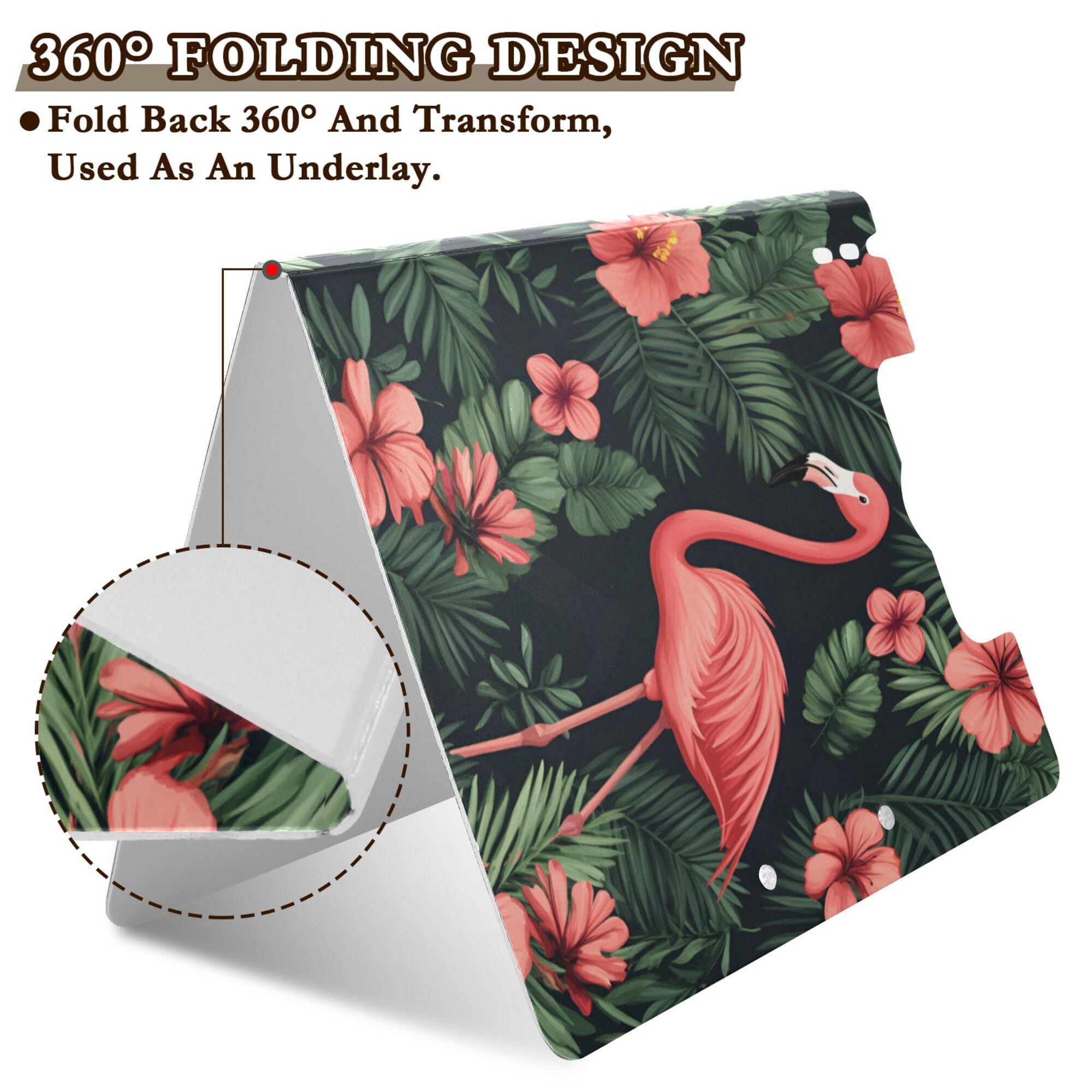 FORMRS A4 Clipboard Folder with Pen Holder Horizontal Foldable School Office Binder, Red Flamingo Pattern
