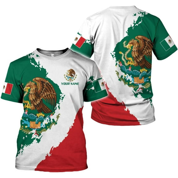Personalized Mexico Shirts, Mexican Shirts for Men, Customized Mexico T-Shirt for Men, Mexico Eagle Flag Shirt (S)