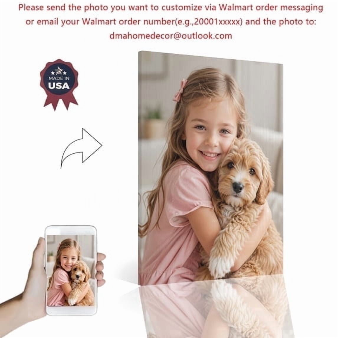 Personalized Photo Print Custom Framed Canvas Wall Art 8x8 Inch, Home Wall Decor Gift for Family Pet Wedding Christmas Birthday Anniversary