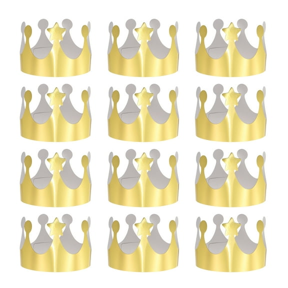 Uxcell 12 Pcs Paper Crowns Gold Foil Crown for Birthday,Star Dots Style