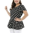 thumbnail image 5 of Unique Bargains Women's Plus Size Short Sleeves Polka Dots Outfits Fashion Peplum Blouse, 5 of 7