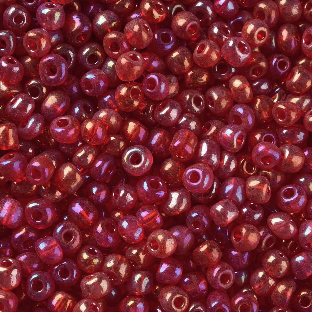1Pound Round Glass Seed Beads Transparent Colours Rainbow Round Red 4mm