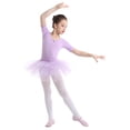 thumbnail image 1 of Jizyo Robe Tutu de Danse Ballet pour Filles Manches Courtes Jupe Justaucorps Combinaison de Gymnastique Performance de Scène Violet 4TG, 1 of 6