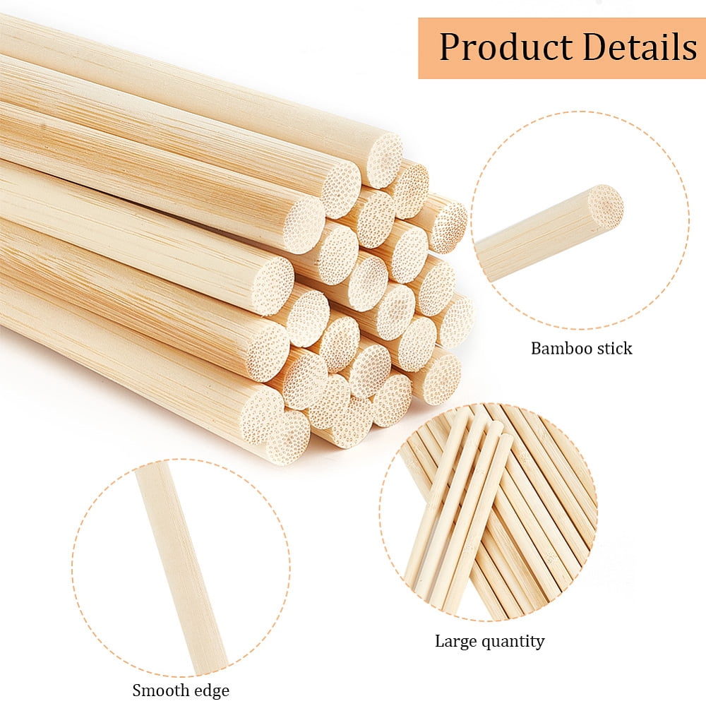 100Pcs Round Wood Sticks 15.7 inch Long Unfinished Wooden Strips 0.4 inch Round Dowels Strips Wooden Dowel Rod Natural Wood Sticks Model Accessories