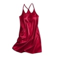 thumbnail image 6 of Nightgown Women Short Sleeve Women’s Satin Slip Nightgown Spaghetti Strap Elegant Comfy Nightshirts Summer Loose Home Sleep Dress Wine L, 6 of 7