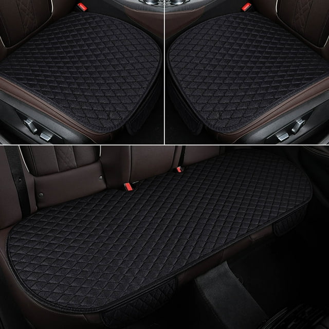 Protector De Cojín Universal Para Asiento De Coche, Funda Antideslizante Transpirable Para Asientos Delanteros Y Traseros Con Bolsa De Almacenamiento, Lino De Algodón Suave Para Mayor