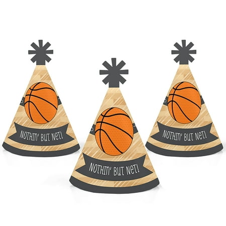 - Nothin' But Net - Basketball - Mini Cone Baby Shower or Birthday Party Hats - Small Little Party Hats - Set of 10