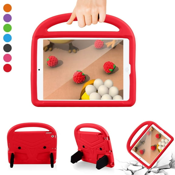 Allytech Kids Case for New iPad 10.2" 7th Generation, Soft EVA Foam Rubber Lightweight Handle Folding Stand Kids Proof Heavy Duty Protection Case Cover for Apple iPad 7th Gen, Red