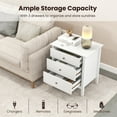 thumbnail image 2 of Patiojoy Table de Chevet Moderne 2 Pcs à 3 Tiroirs Table d'Appoint en Bois Blanc, 2 of 5