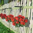 thumbnail image 3 of 4 Packs Artificial Flowers for Outdoor 14'' Red Geranium Silk Flowers UV Resistant Garden Plants Bush Faux Flowers for Home Wedding Kitchen Table Centerpieces Grave Cemetary Vase Decor, 3 of 5