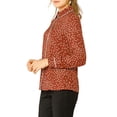 thumbnail image 5 of MODA NOVA Junior's Long Sleeve Button Down Polka Dots Shirt Caramel XL, 5 of 6