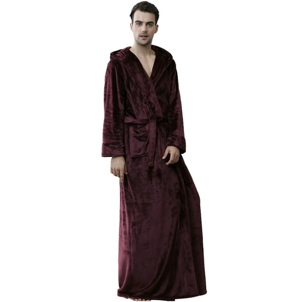 Zupora Women Men Plush Fleece Robe with Hood Pockets, Long Warm ...